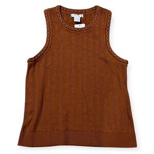 NWT Design History for Evereve Alexis Braided Tank Top Knit Chestnut Brown L